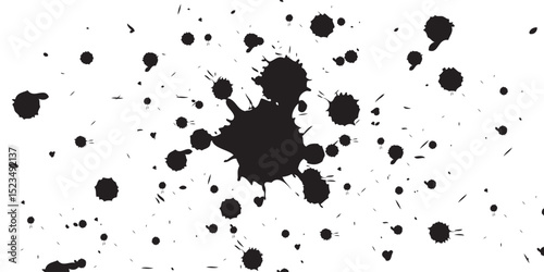 Black and white blotches brush strokes graphic effect background design element for illustration background. Vector