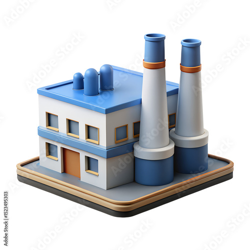 Wallpaper Mural 3D factory building icon with smokestacks isolated on Transparent Background Torontodigital.ca