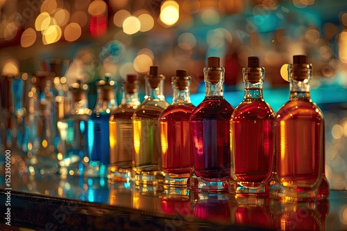 Premium Quality Picture of Liquid Collection on Bar Counter Party Time photo