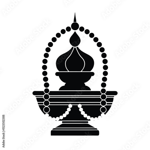 Nilavilakku Kerala Lamp Silhouette with Beads