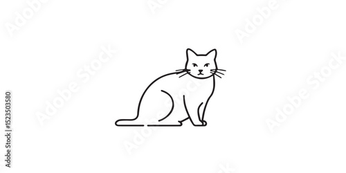 Elegant vector illustration of a cat in minimalist outline style, using clean and precise linework