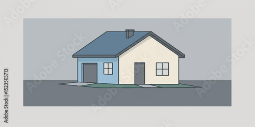 Minimalist vector illustration of a house, designed with clean architectural lines and flat solid colors