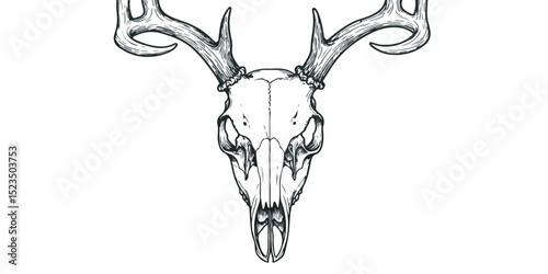 Deer Skull Vector Illustration with Clean Lines and Rustic Detail