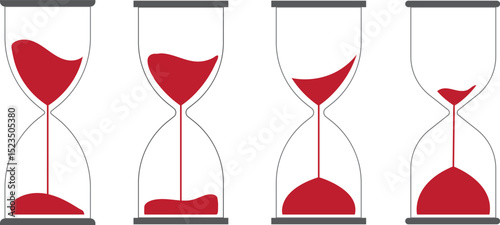 Sand Timer Icon set. Variety Unique Design. Hourglass icons on isolated background. Hourglass sand timer vector illustration.