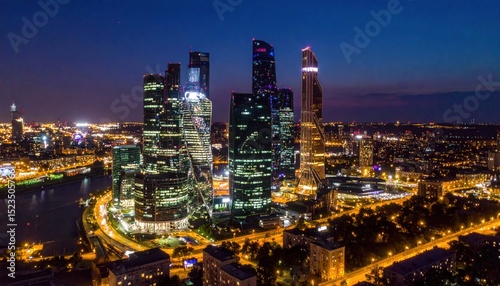 Wallpaper Mural Spectacular skyline of Moscow International Business Center at night, Russia Torontodigital.ca