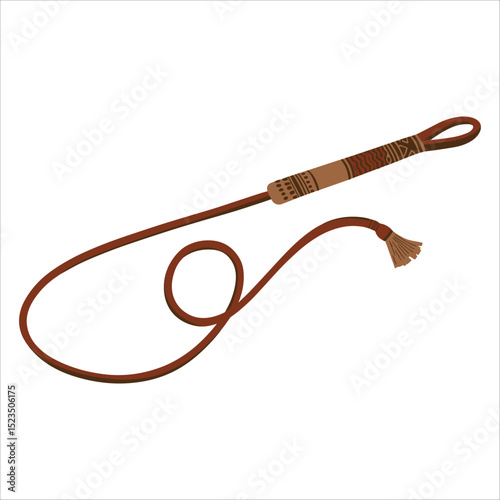 Leather whip vector illustration. Great for cowboy, safari, or action adventure concepts.