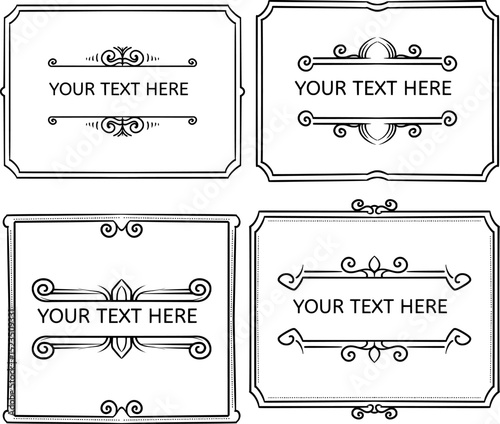 four decorative vintage shapes with your text here in the middle