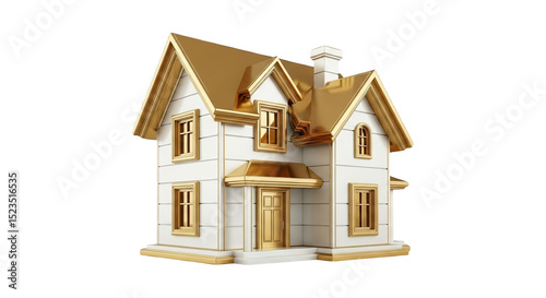 Gold trimmed white house model