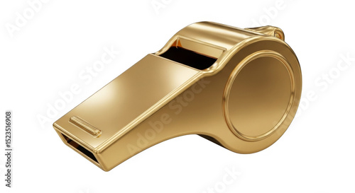 Gold whistle against black background
