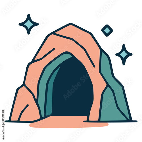 magical gate entrance flat color vector illustration template design