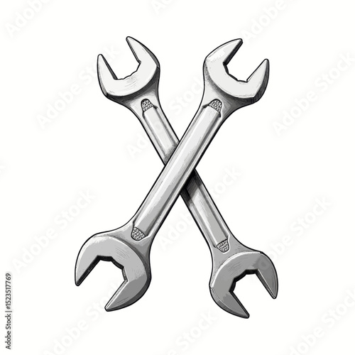 Crossed Wrenches Symbolizing Teamwork and Unity