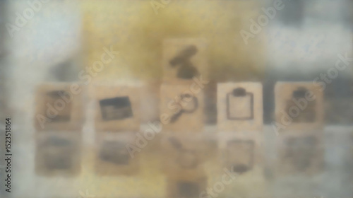 Abstract security-themed image with wooden cubes and padlock on reflective surface photo
