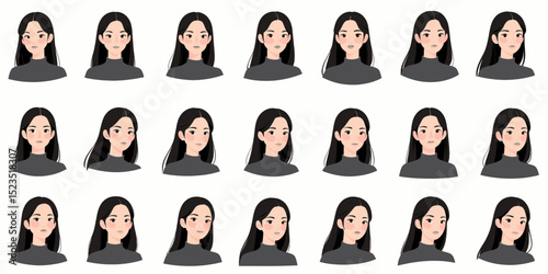 Diverse Emotions of Young Woman in Casual Portraits