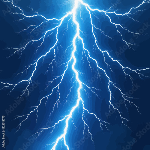 Electric Storm Bolts Illuminating Dark Night Sky