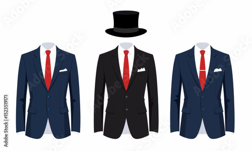 Elegant Suits and Top Hat Ensemble for Formal Events