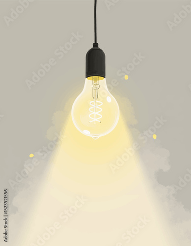 Illuminated Bulb in Minimalist Space with Soft Glow