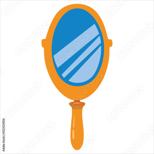 Hand mirror vector emoticon isolated. Cute style illustration ideal for cosmetic, selfie, and social media concepts.