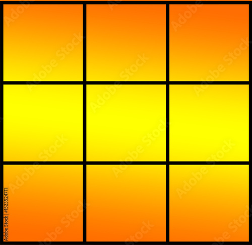 Nine Squares Pattern with Gradient Orange to Yellow | Abstract Geometric Grid for Backgrounds, Textures and Design Elements