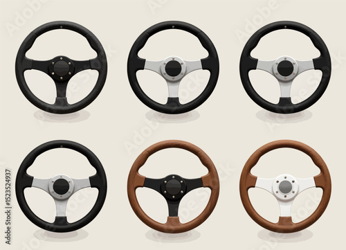 Six Classic Car Steering Wheels in Vintage and Modern Designs