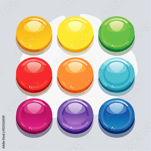 Colorful Gradient Buttons UI Design Kit with Hover, Active, and Disabled States