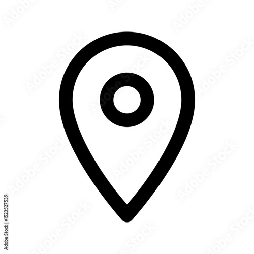 Ecommerce interface icon. Map pin location icon, simple outline design, representing geographical location, addresses, or navigation, suitable for maps, delivery, or travel apps.