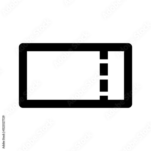 Ecommerce interface icon. Ticket document icon, simple outline design, representing admission, events, or vouchers, suitable for ticketing platforms, travel, or entertainment.