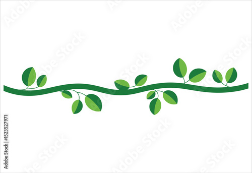Jungle liana with leaves flat vector. Tropical vine design for adventure, rainforest, and exotic nature themes.