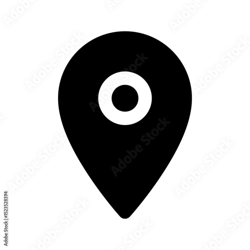 Ecommerce interface icon. Map pin location icon, simple glyph design, representing geographical location, addresses, or navigation, suitable for maps, delivery, or travel apps.