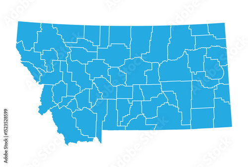 Montana Blue Administrative Map Vector