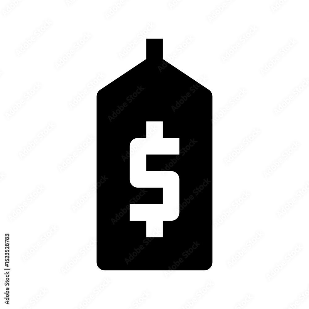 Fototapeta premium Ecommerce interface icon. Price tag icon, simple glyph design, representing pricing, sales, or product labeling, suitable for retail, e-commerce, or discount promotions.