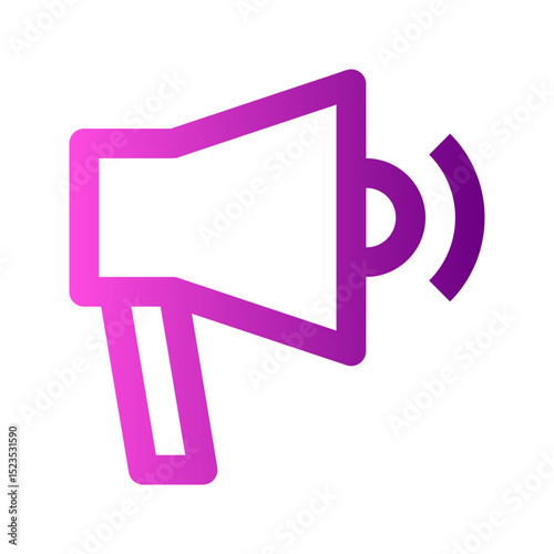 Ecommerce interface icon. Megaphone promotion icon, simple gradient line design, representing marketing, advertising, or announcements, suitable for sales, events, or public relations.