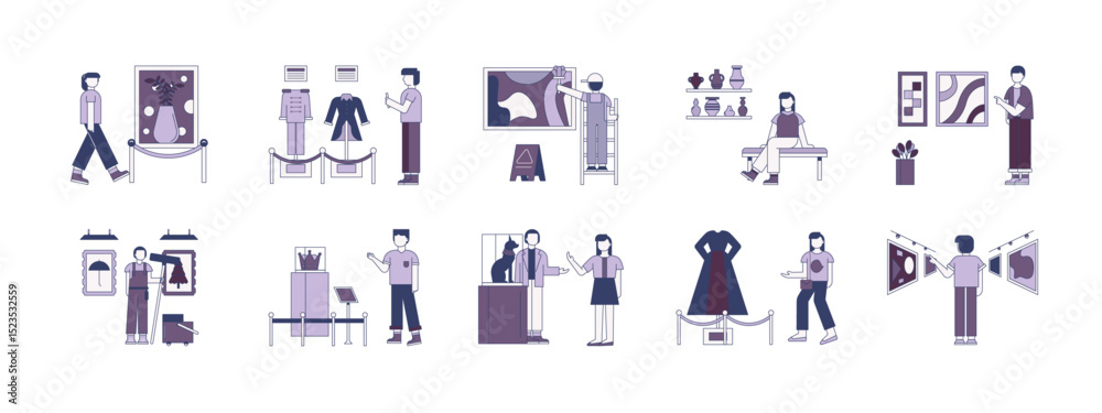 Museum icons set for art, history and culture. Flat vector illustration concept. Museum icons set for art, history and culture. Flat vector illustration concept.