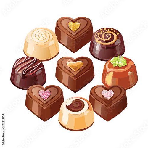 Photos Assorted Heart Shaped Chocolates - Vector Illustration