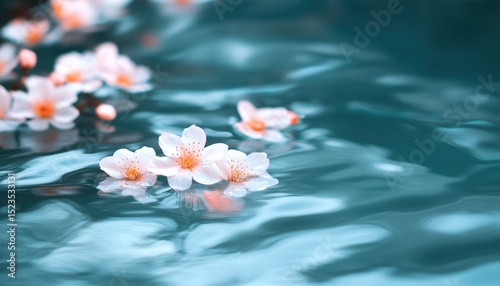 Floating white flowers on rippled water surface calm floral bloom petals