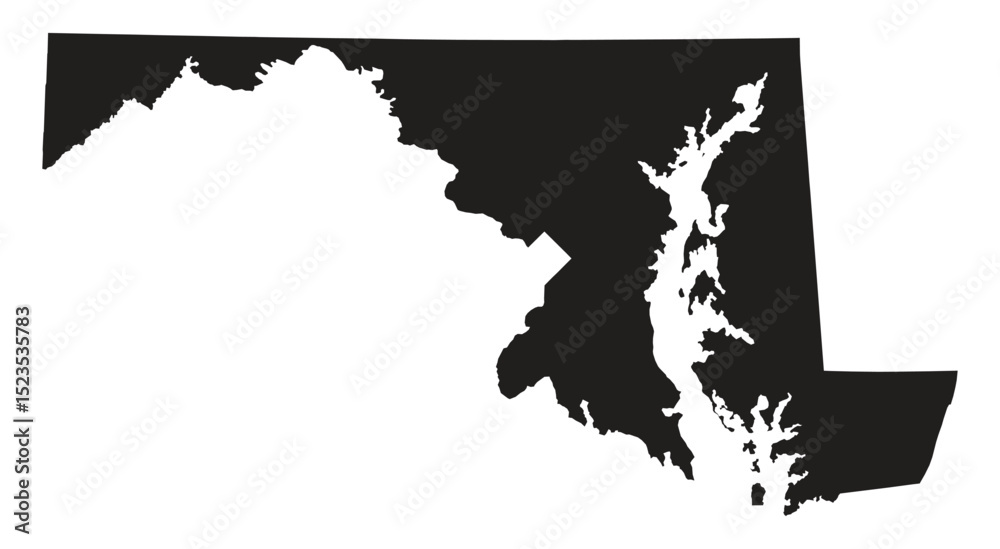 Obraz premium Maryland Map Black On White Background Vector