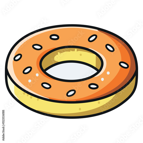 A classic bagel with sesame seeds on top, sliced in half. 