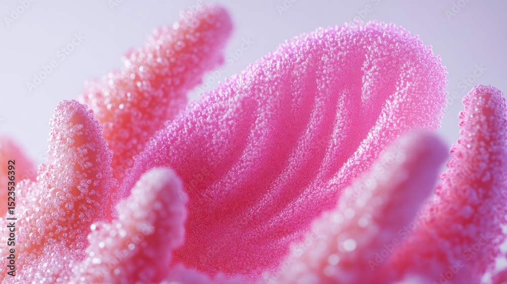 Close-up view of a textured, pink, biological structure. Close-up view of a textured, pink, biological structure.