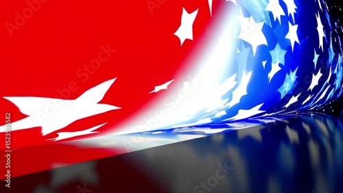  4K 3D Patriotic Star Rotation Loop Background