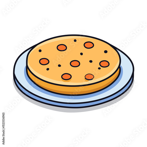 A round, soft naan bread with charred spots, placed on a plate. 