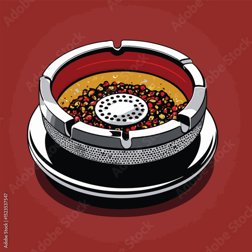 comic style cigarette ashtray vector for graphic design purposes