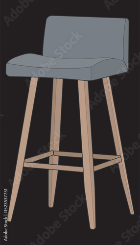Illustration Bar chair perfect coloring vector . Vector art customizable illustration. Night club, drinking establishment, pub furniture. Vector isolated drawing art. 
