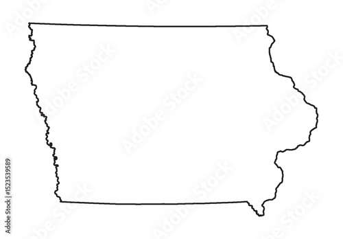 Iowa Outline Map White Isolated Background