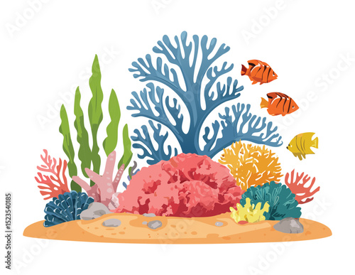 Colorful Fish Around Coral Reef