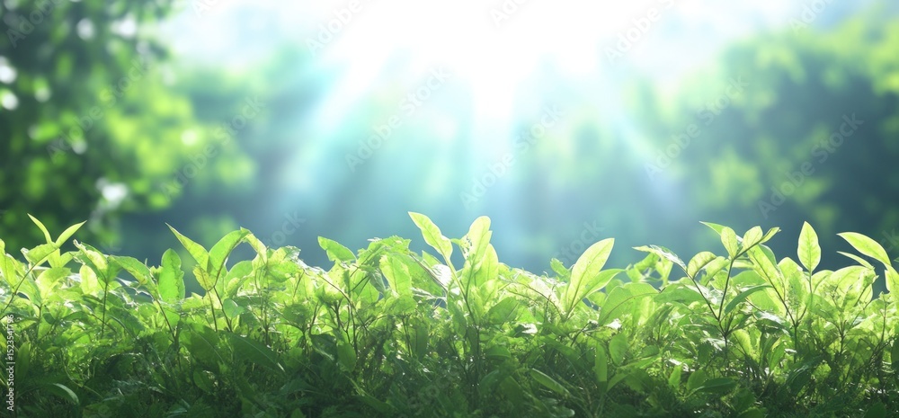 Obraz premium Lush green plant life under bright sunlight nature and environment concept