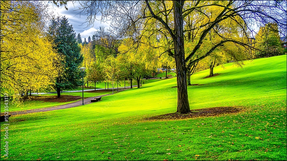 Fototapeta premium Vibrant autumn in the city park