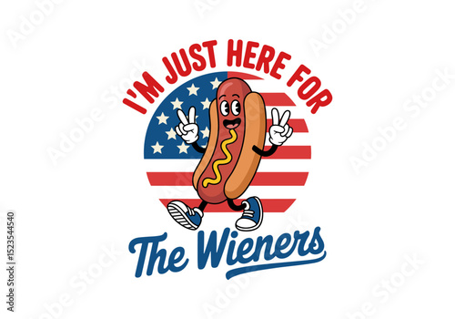 Fun Cartoon Hot Dog Celebrates Being 