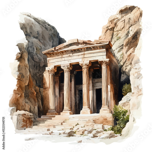 Royal Tombs, watercolor drawing vector, high quality, isolated on a white background.