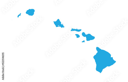 Hawaii Blue Map White Isolated Background