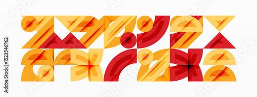 Abstract geometric pattern. Orange, red hues create repeating shapes. Minimalist design, clean lines, modern aesthetic.