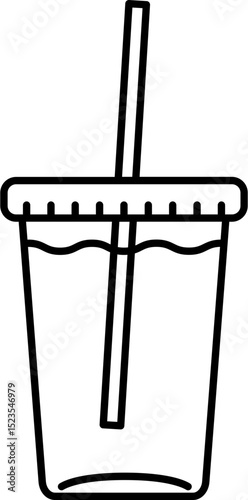 Black tea in plastic cup icon - outline